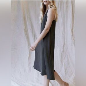 THE GREAT. Black Washed Tank Swing Dress
